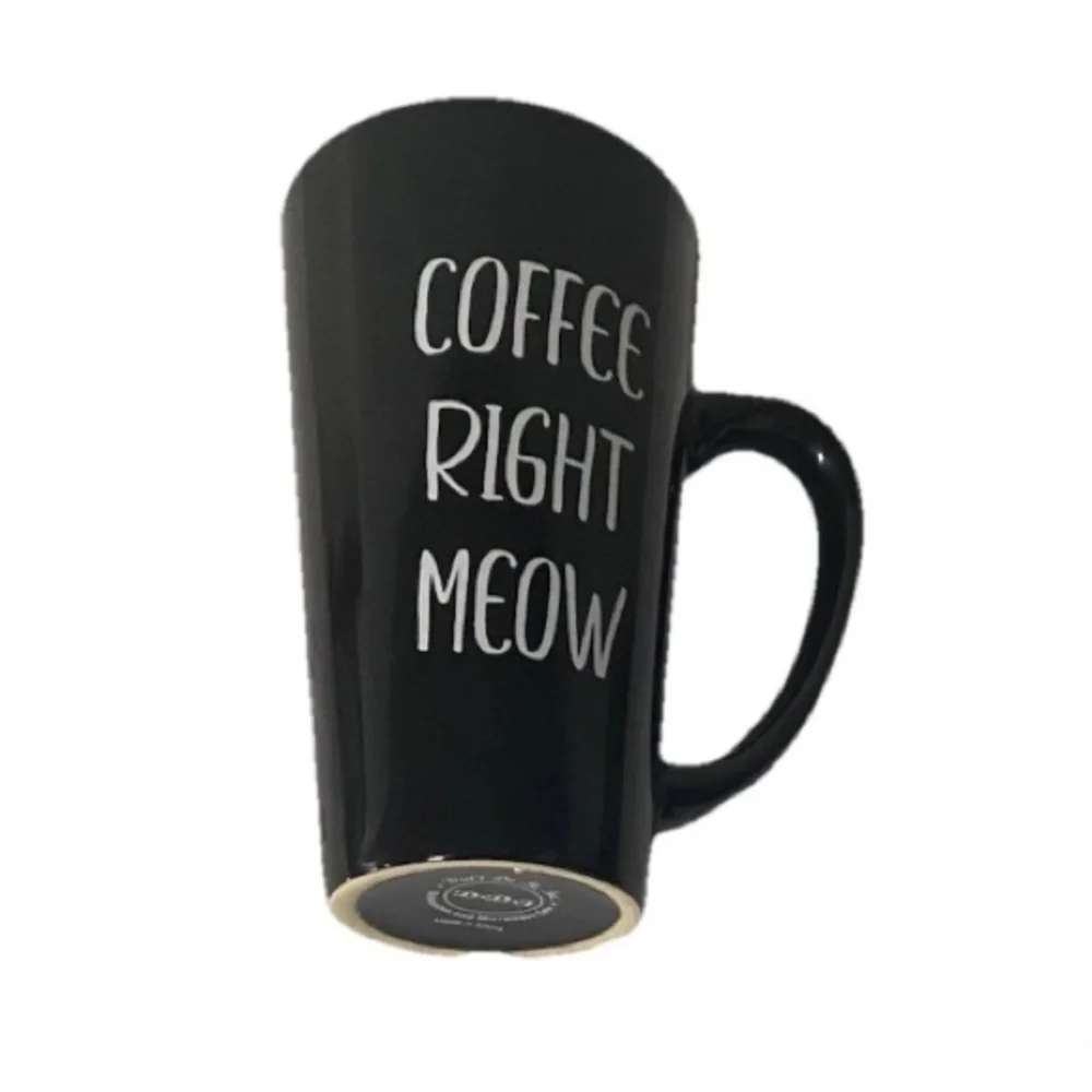 Coffee Right Meow Mug Black White Tea Cup Dat’l Do It Inc - Picture 4 of 5